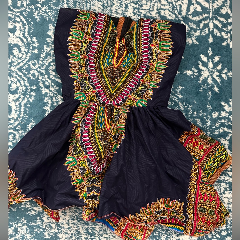 Custom-Made Dashiki Print Peplum Top (Size 2-4)